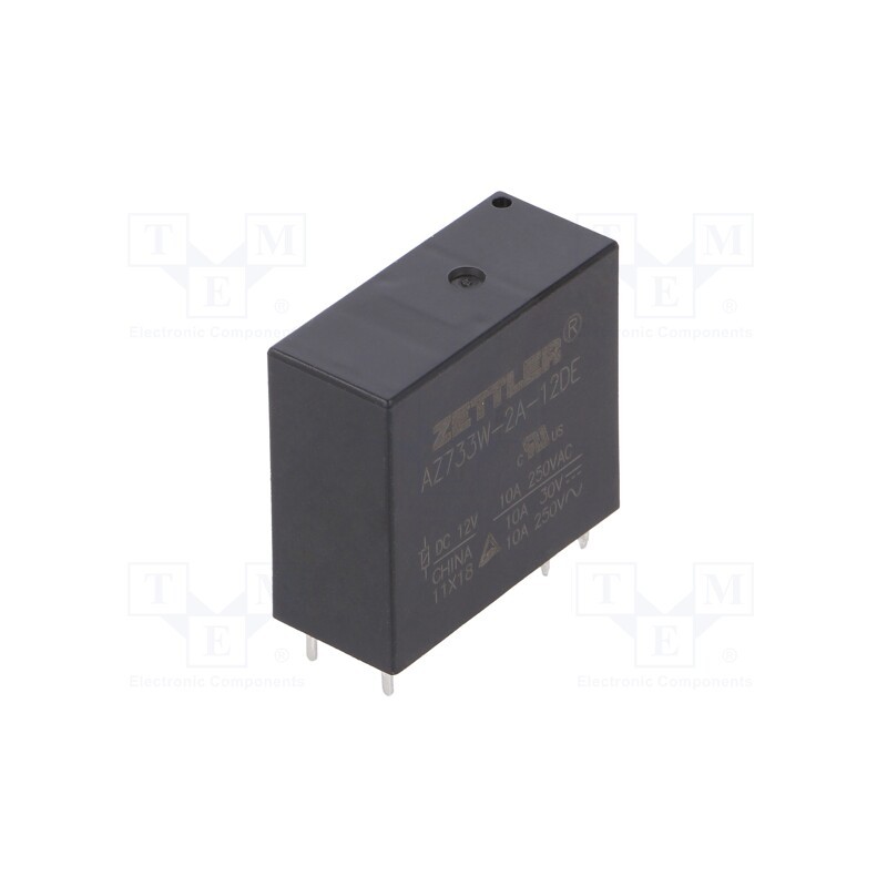 1 pcs x ZETTLER - AZ733W-2A-12DE - Relay: electromagnetic, DPST-NO, Ucoil: 12VDC, 12A, 12A/277VAC