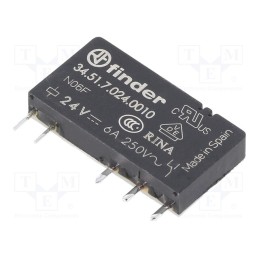 1 pcs x FINDER - 34.51.7.024.0010 - Relay: electromagnetic, SPDT, Ucoil: 24VDC, Icontacts max: 6A