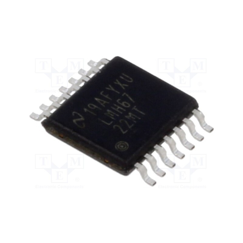 1 pcs x TEXAS INSTRUMENTS - LMH6722MT/NOPB - IC: operational amplifier, 400MHz, Ch: 2, TSSOP14, 8÷12.5VDC,