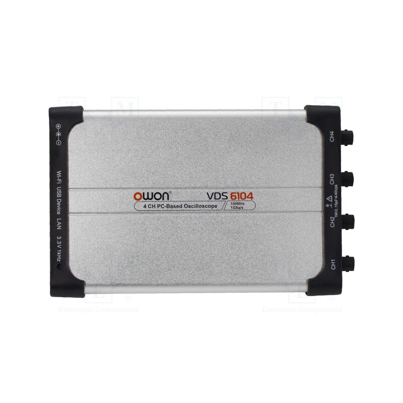 1 pcs x OWON - VDS6104 - PC connected oscilloscope, 100MHz, Ch: 4, 10Mpts, 1Gsps, 40V, 8bit