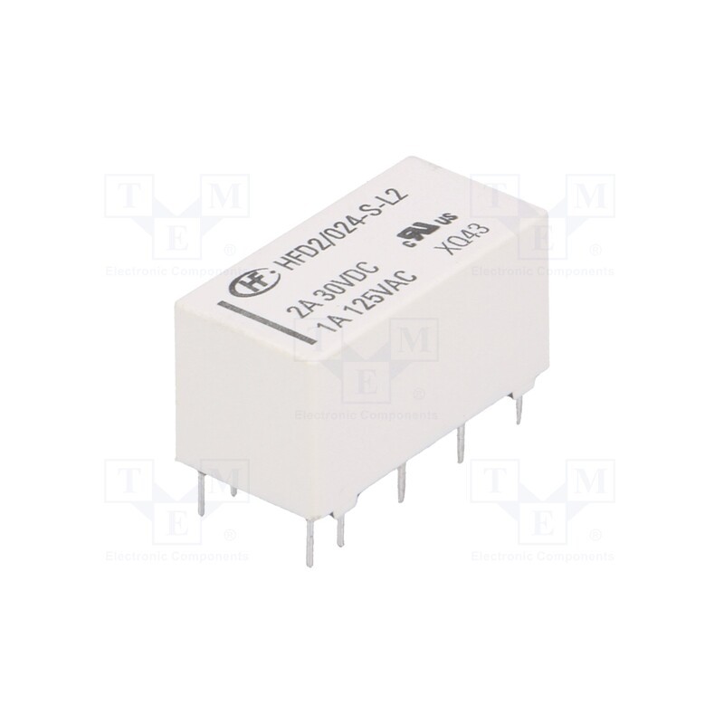 1 pcs x HONGFA RELAY - HFD2/024-S-L2 - Relay: electromagnetic, DPDT, Ucoil: 24VDC, 3A, 1A/125VAC, 3A/30VDC