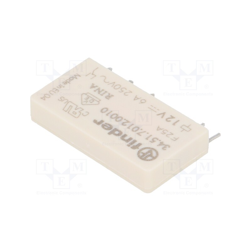 1 pcs x FINDER - 34.51.7.012.0010 - Relay: electromagnetic, SPDT, Ucoil: 12VDC, Icontacts max: 6A, 840Ω