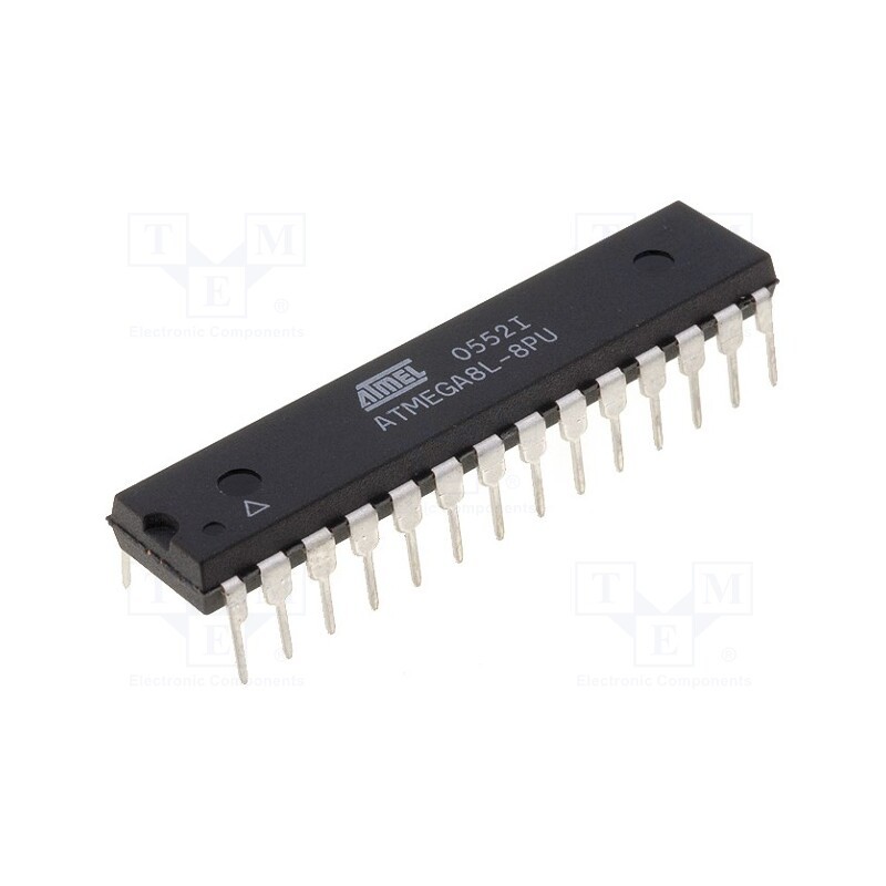 1 pcs x MICROCHIP TECHNOLOGY - ATMEGA8L-8PU - IC: AVR microcontroller, DIP28, 2.7÷5.5VDC, Ext.inter: 2, Cmp: 1