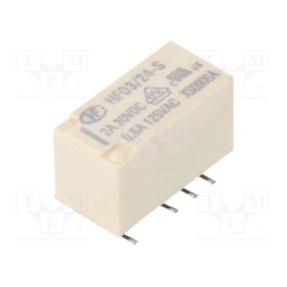1 pcs x HONGFA RELAY - HFD3/24-S - Relay: electromagnetic, DPDT, Ucoil: 24VDC, 2A, 0.5A/125VAC, PCB