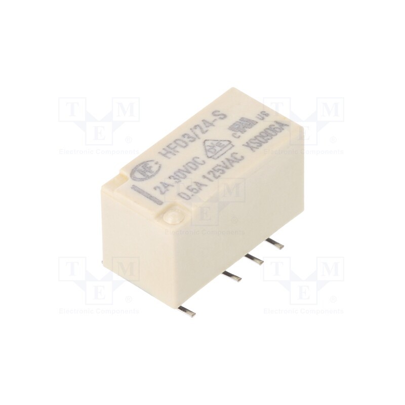 1 pcs x HONGFA RELAY - HFD3/24-S - Relay: electromagnetic, DPDT, Ucoil: 24VDC, 2A, 0.5A/125VAC, PCB