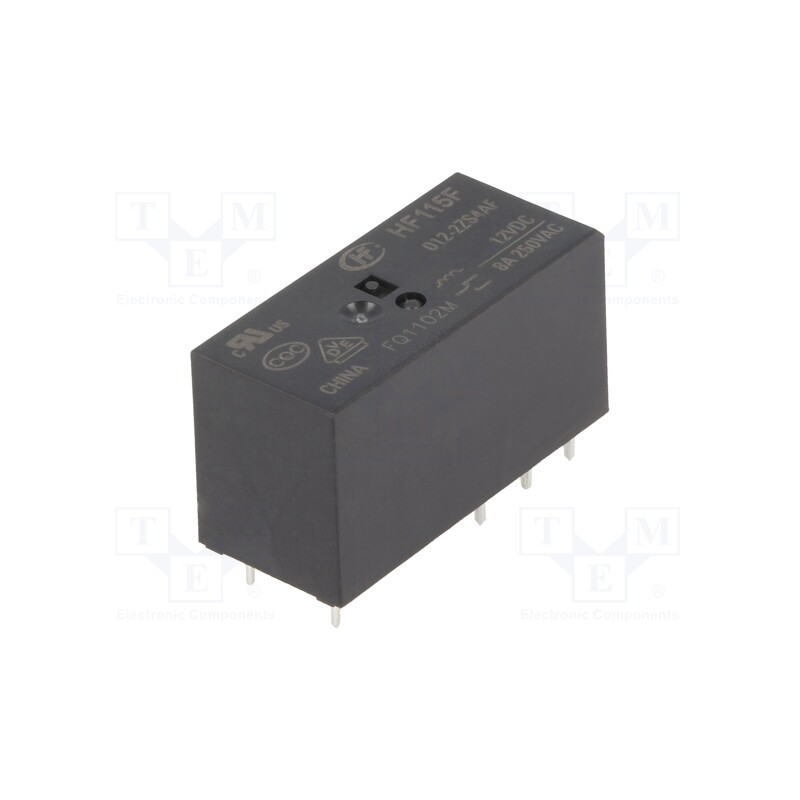 1 pcs x HONGFA RELAY - HF115F/012-2ZS4AF - Relay: electromagnetic, DPDT, Ucoil: 12VDC, 8A, 8A/250VAC, 8A/24VDC