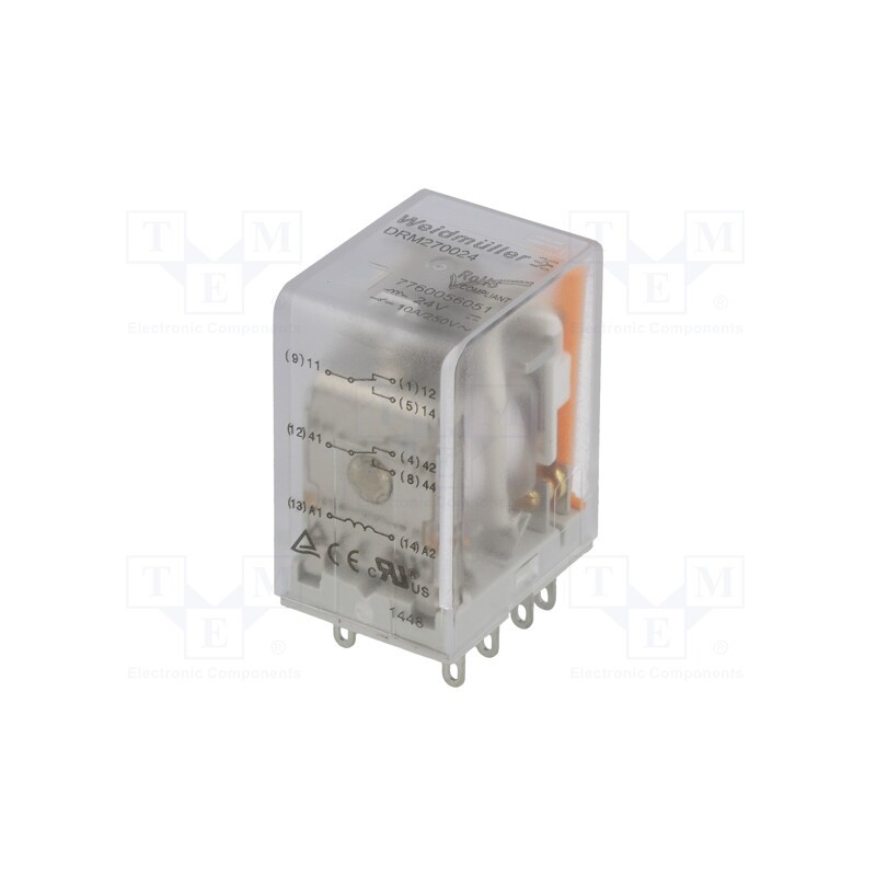 1 pcs x WEIDMu00dcLLER - 7760056051 - Relay: electromagnetic, DPDT, Ucoil: 24VDC, Icontacts max: 10A