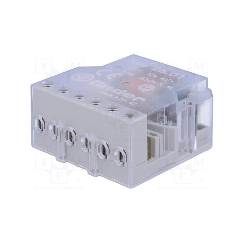 1 pcs x FINDER - 26.01.8.012.0000 - Relay: installation, bistable,impulse, NO, Ucoil: 12VAC, 10A, IP20