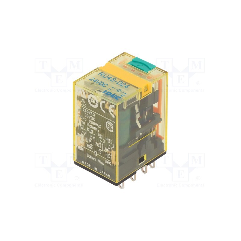 1 pcs x IDEC - RU4S-D24 - Relay: electromagnetic, 4PDT, Ucoil: 24VDC, Icontacts max: 6A, 605Ω