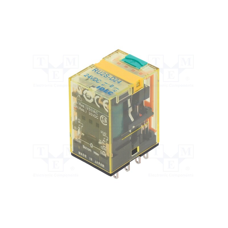 1 pcs x IDEC - RU2S-D24 - Relay: electromagnetic, DPDT, Ucoil: 24VDC, Icontacts max: 10A
