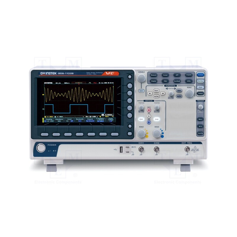 1 pcs x GW INSTEK - GDS-1102B (CE) 2CH - Oscilloscope: digital, Ch: 2, 100MHz, 1Gsps, 10Mpts, colour,LCD 7'