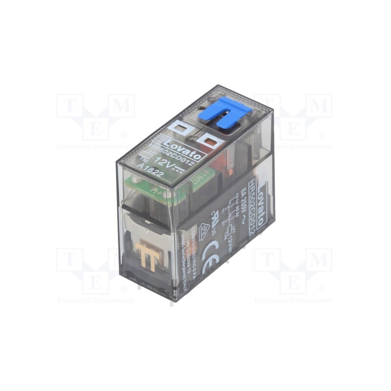 1 pcs x LOVATO ELECTRIC - HR502CD012 - Relay: electromagnetic, DPDT, Ucoil: 12VDC, 8A, 8A/250VAC, 8A/30VDC