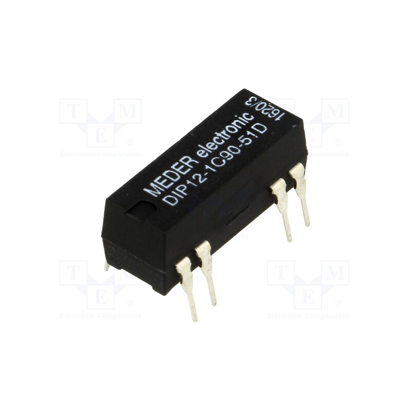 1 pcs x MEDER - DIP12-1C90-51D - Relay: reed switch, SPDT, Ucoil: 12VDC, 0.5A, max.100VDC, 290mW, PCB