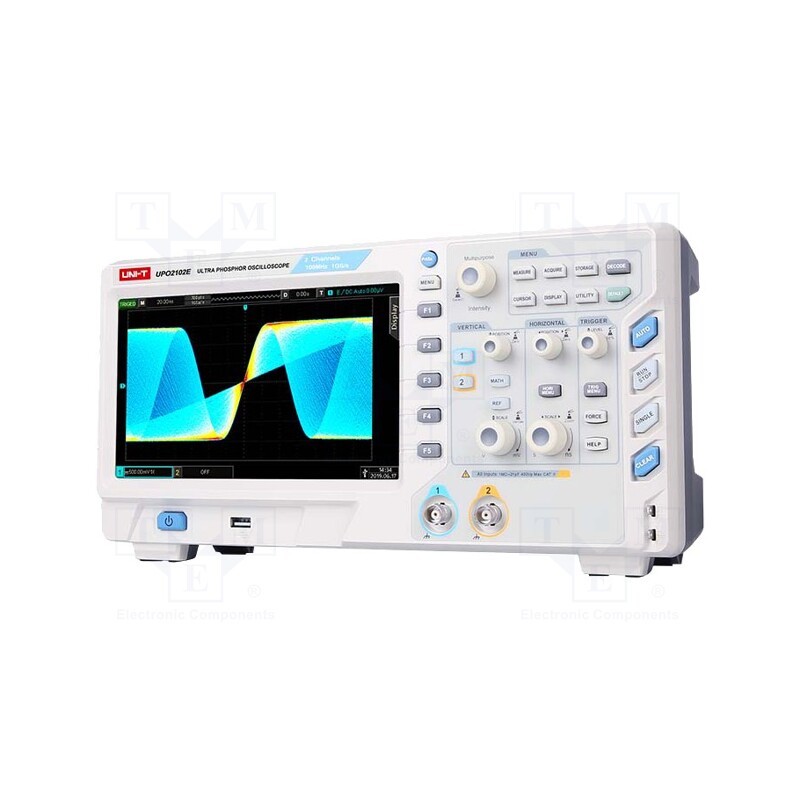 1 pcs x UNI-T - UPO2102E - Oscilloscope: digital, Ch: 2, 100MHz, 1Gsps, 56Mpts, LCD TFT 8'