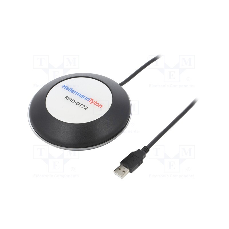 1 pcs x HELLERMANNTYTON - 556-00702 - RFID reader, 0÷55°C, Interface: HID,USB, 13.56MHz, 110x110x30mm