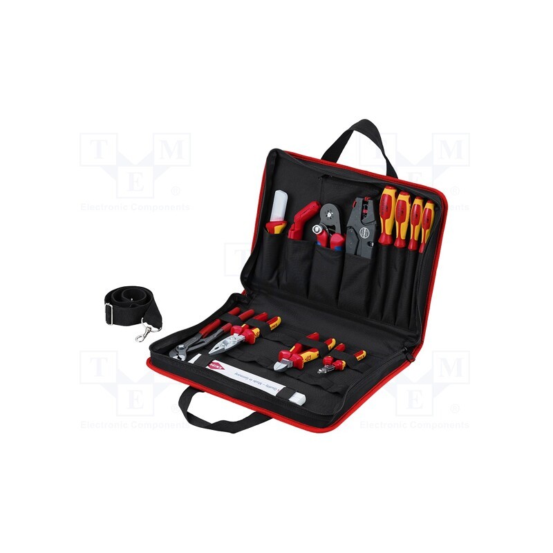 1 set x KNIPEX - 00 21 11 - Kit: for assembly work, for electricians, case, 14pcs.