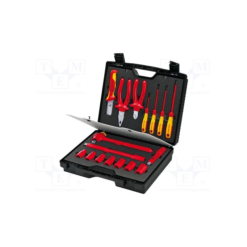 1 set x KNIPEX - 98 99 11 - Kit: general purpose, for electricians, case, 17pcs.