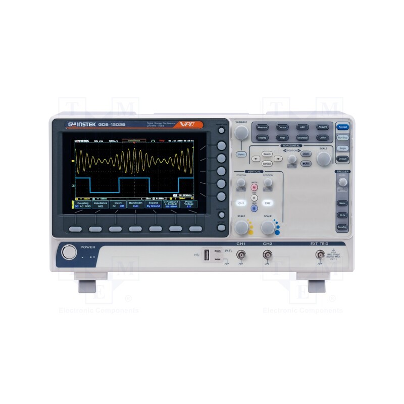 1 pcs x GW INSTEK - GDS-1202B - Oscilloscope: digital, Ch: 2, 200MHz, 1Gsps, 10Mpts, colour,LCD 7'