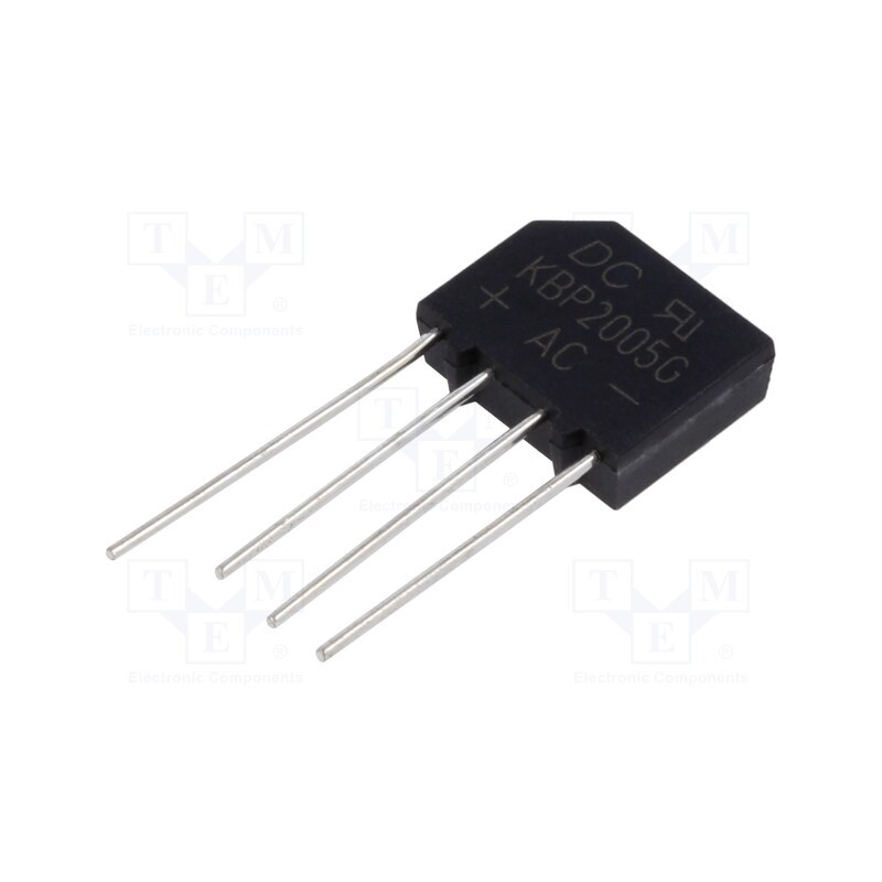 5 pcs x DC COMPONENTS - KBP2005G - Bridge rectifier: single-phase, Urmax: 50V, If: 2A, Ifsm: 60A, flat
