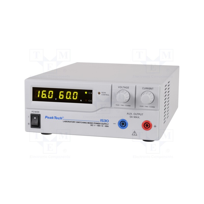 1 pcs x PEAKTECH - P 1530 - Power supply: laboratory, single-channel,adjustable, 1÷16VDC