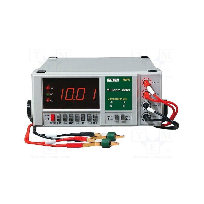 1 pcs x EXTECH - 380562 - Milli-ohm meter, LED, 3,5 digit (1999), Test volt: 5V, Plug: EU