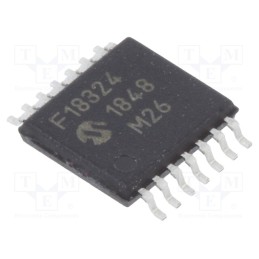 1 pcs x MICROCHIP TECHNOLOGY - PIC16F18324-I/ST - IC: PIC microcontroller, 7kB, 32MHz, 2.3÷5.5VDC, SMD, TSSOP14,