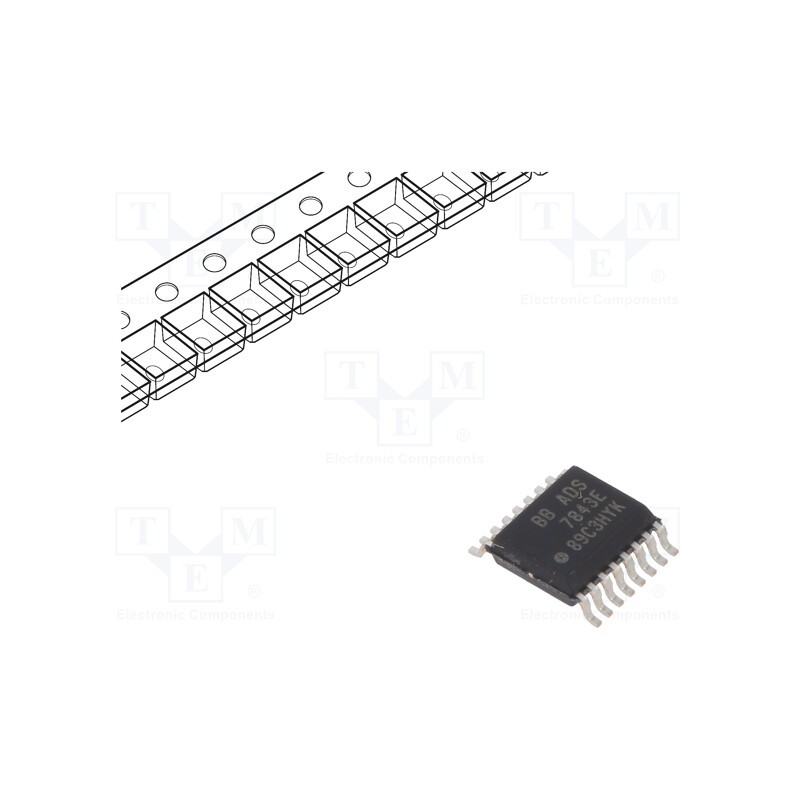 1 pcs x TEXAS INSTRUMENTS - ADS7843E/2K5 - IC: A/D converter, Ch: 4, 12bit, 125ksps, 2.7÷5.25V, SSOP16