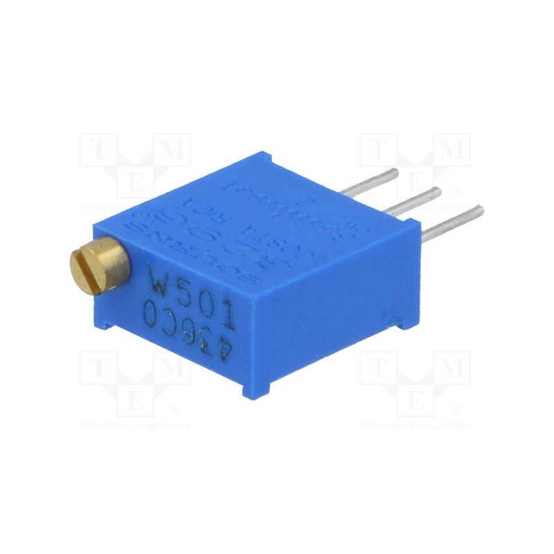 1 pcs x BOURNS - 3296W-1-501LF - Potentiometer: mounting, multiturn, 500Ω, 500mW, THT, ±10%, linear