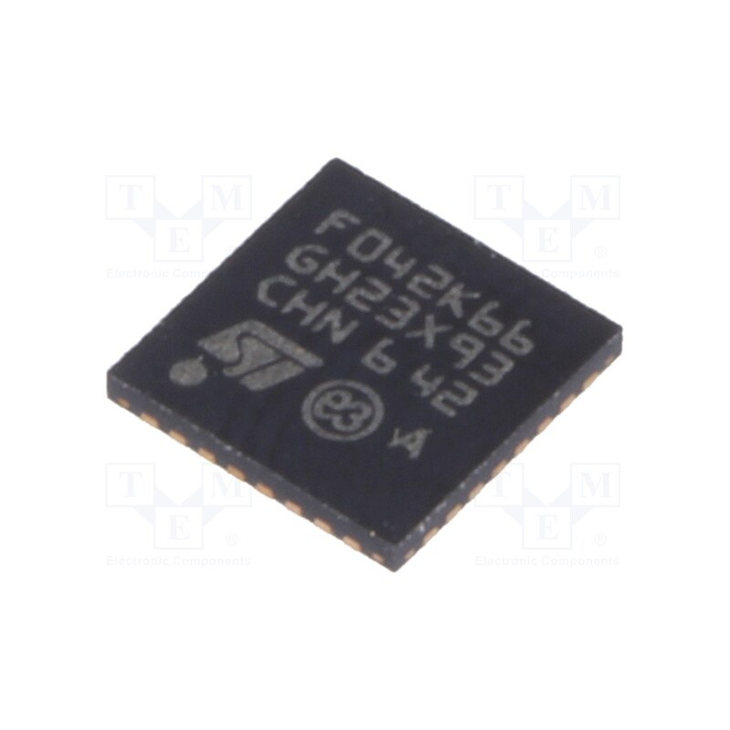 1 pcs x STMicroelectronics - STM32F042K6U6 - IC: ARM microcontroller, 48MHz, UFQFN32, 2÷3.6VDC, 16bit timers: 5