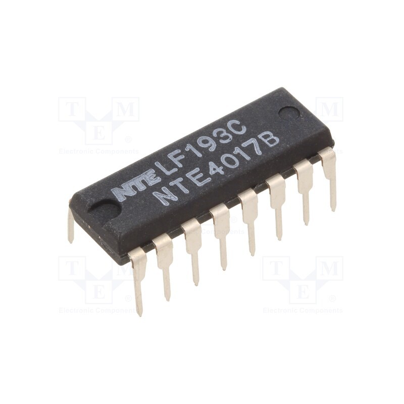 1 pcs x NTE Electronics - NTE4017B - IC: digital, decade counter, CMOS, THT, DIP16, 3÷18VDC, -55÷125°C