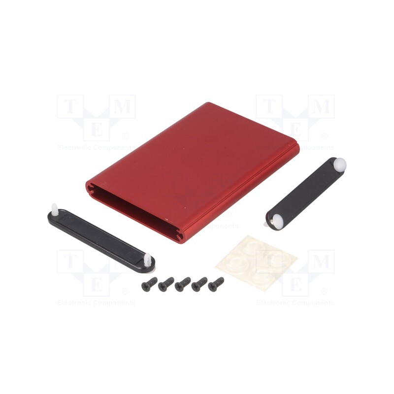 1 pcs x HAMMOND - 1455A1002RD -AS - Enclosure: with panel, 1455, X: 70mm, Y: 100mm, Z: 12mm, aluminium