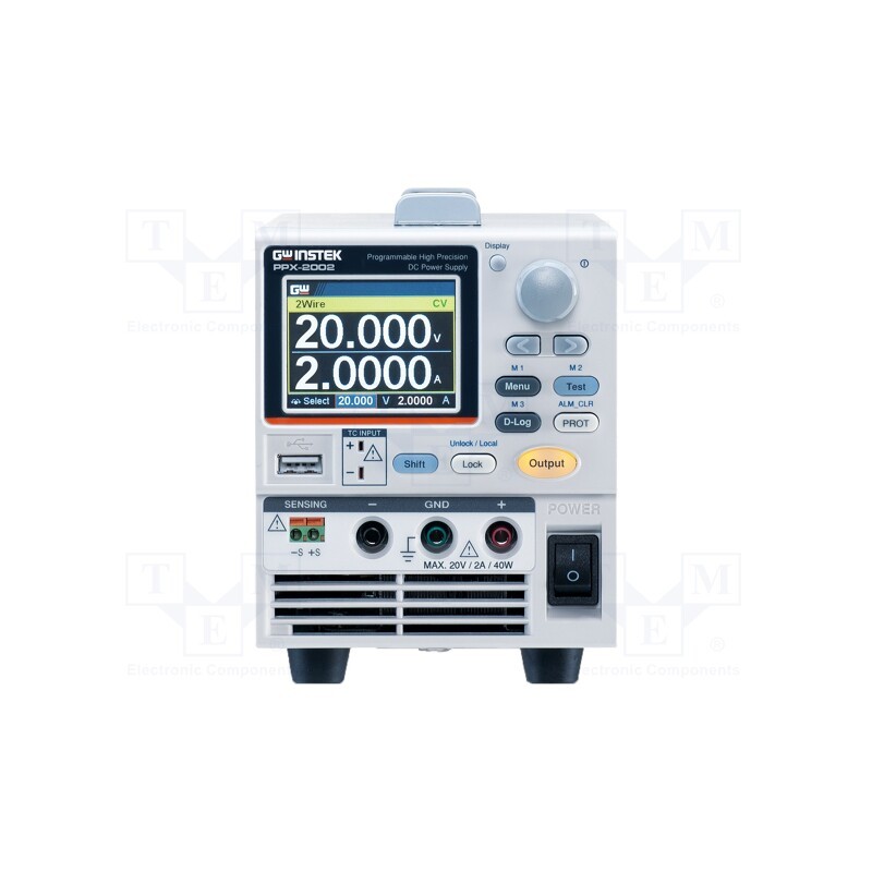 1 pcs x GW INSTEK - PPX-2002(EU) - Power supply: programmable laboratory, Ch: 1, 20VDC, 2A, 40W, rack