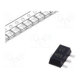 3 pcs x NEXPERIA - BCV49,115 - Transistor: NPN, bipolar, Darlington, 60V, 0.5A, 1.3W, SC62,SOT89