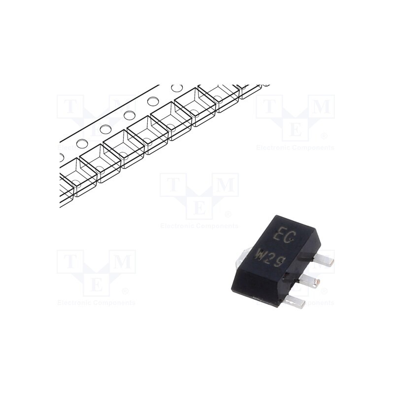 3 pcs x NEXPERIA - BCV49,115 - Transistor: NPN, bipolar, Darlington, 60V, 0.5A, 1.3W, SC62,SOT89