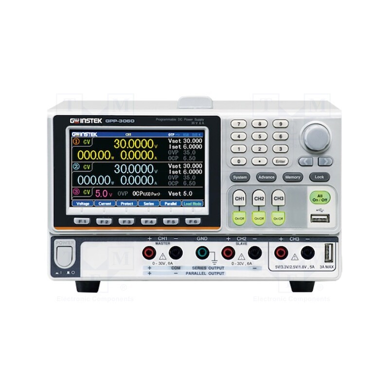 1 pcs x GW INSTEK - GPP-3060 - Power supply: programmable laboratory, Ch: 3, 0÷30VDC, 0÷6A, 0÷6A