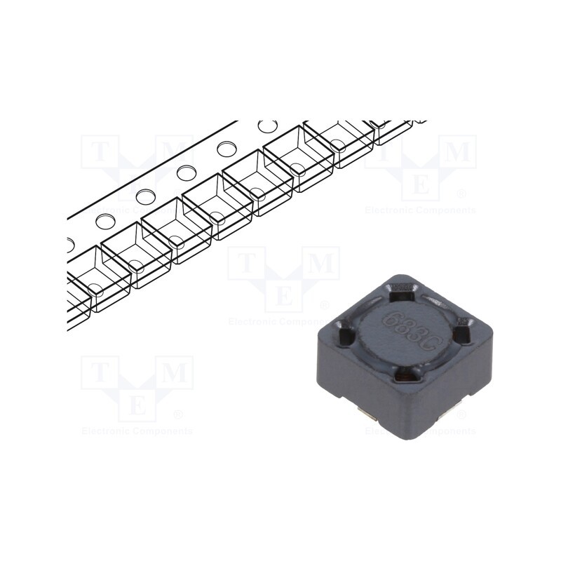 1 pcs x MURATA - 46683C - Inductor: wire, SMD, 68uH, 1050mA, 0.36Ω, ±20%, 7.3x7.3x4.55mm, 4600