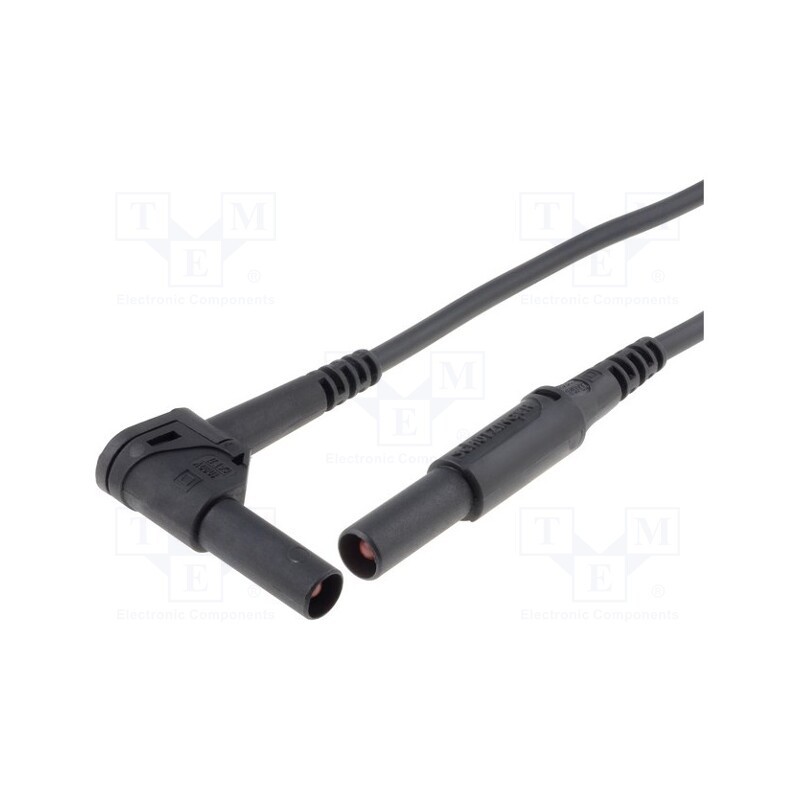 1 pcs x SCHu00dcTZINGER - MSWFK 50/2.5/100/SW - Test lead, 32A, banana plug 4mm,angular banana plug 4mm, Len: 1m