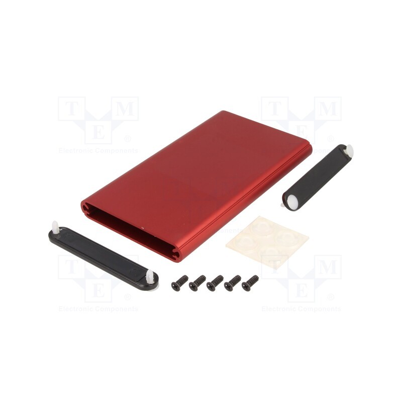 1 pcs x HAMMOND - 1455A1202RD -AS - Enclosure: with panel, 1455, X: 70mm, Y: 120mm, Z: 12mm, aluminium