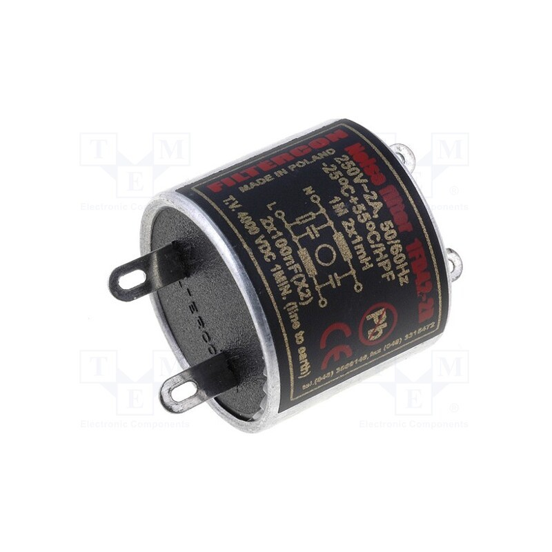 1 pcs x FILTERCON - 1FD42-2R - Filter: anti-interference, mains, 100nF, 1mH, Ioper.max: 2A, 250V