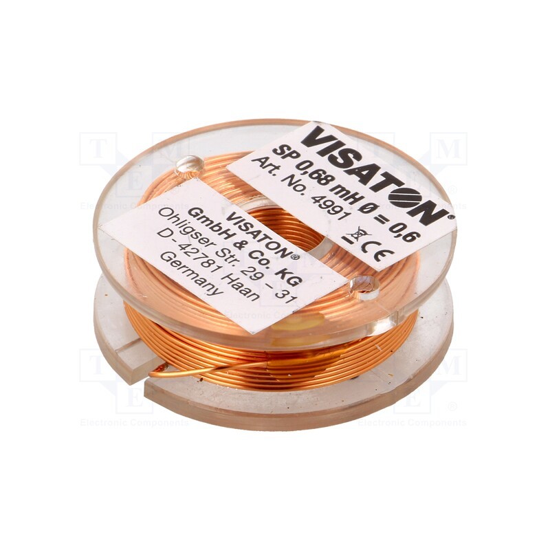 1 pcs x VISATON - 4991 - Inductor: air coil, 0.68mH, 1Ω, Ø: 37mm, H: 12mm, Øcore: 0.6mm
