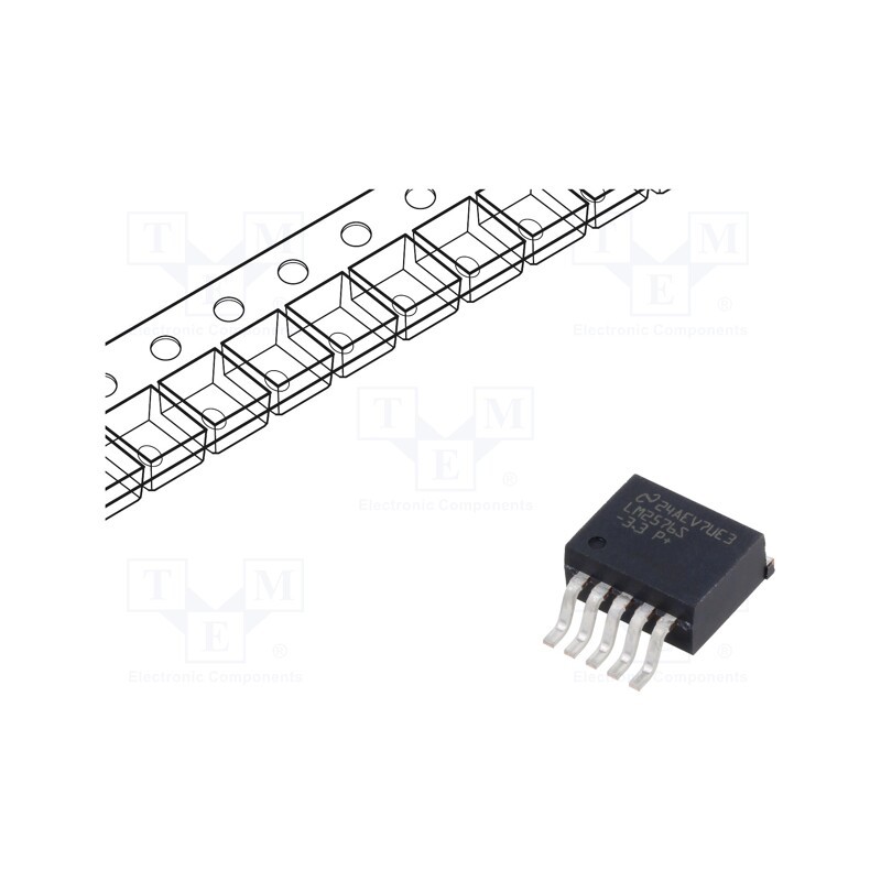 1 pcs x TEXAS INSTRUMENTS - LM2576SX-3.3/NOPB - IC: PMIC, DC/DC converter, Uin: 4÷40VDC, Uout: 3.3VDC, 3A, TO263-5