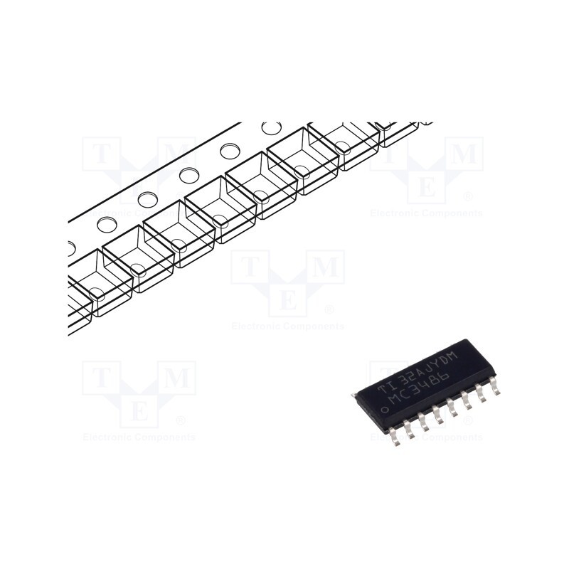 1 pcs x TEXAS INSTRUMENTS - MC3486DR - IC: interface, line receiver, RS422 / RS423, 10000kbps, SOIC16