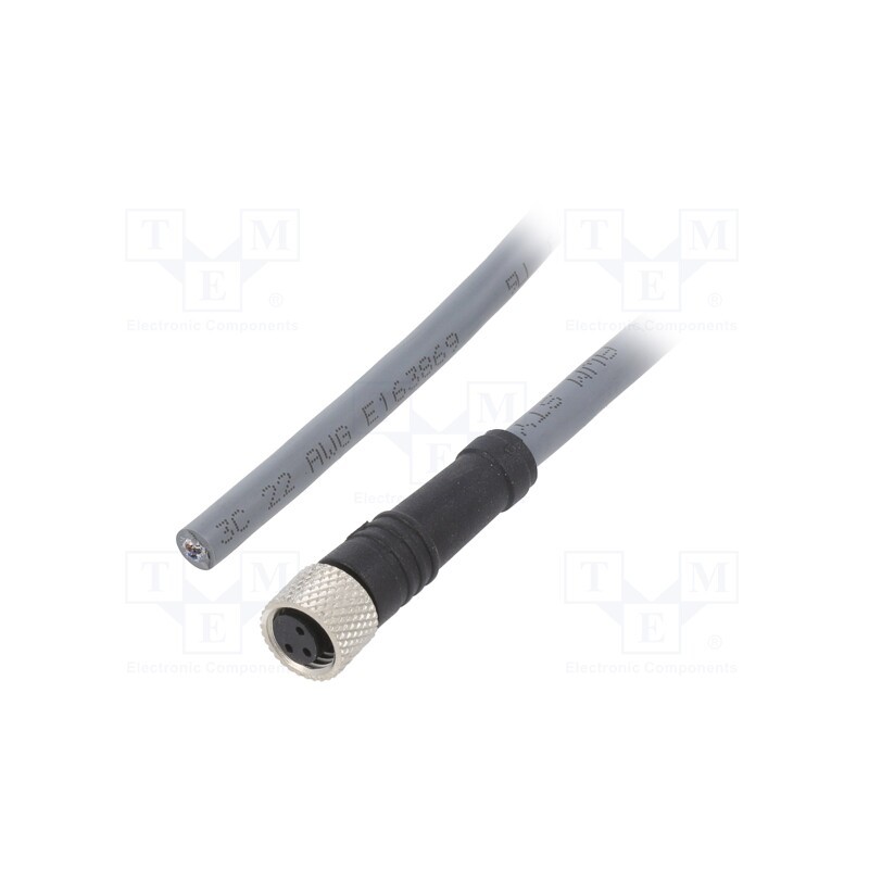 1 pcs x ALPHA WIRE - GR0300100 SL358 - Connection lead, M8, PIN: 3, straight, 5m, plug, 63VAC, 2.7A, PUR