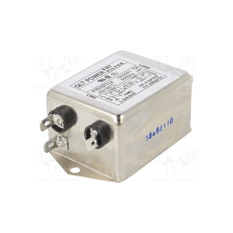 1 pcs x QLT POWER - FYE15T1L2 - Filter: anti-interference, 250VAC, Cx: 100nF, Cy: 3.3nF, 0.9mH, 10MΩ