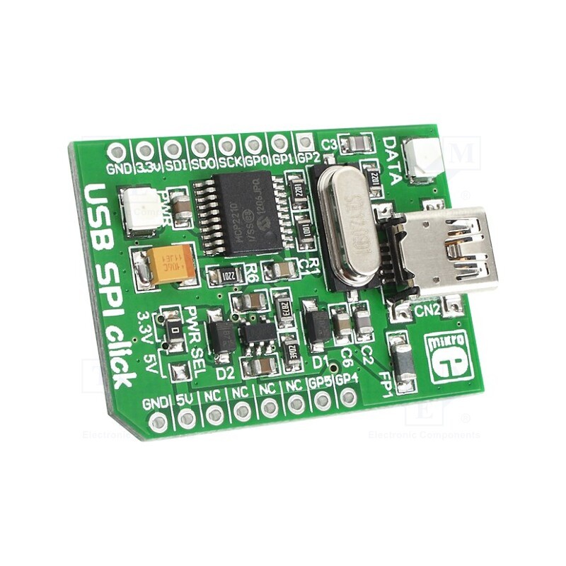 1 pcs x MIKROE - USB SPI CLICK - Click board, interface, SPI,USB, MCP2210, prototype board