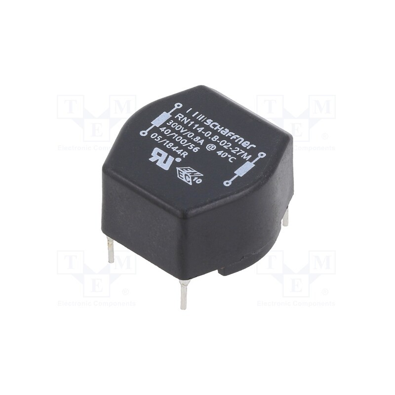 1 pcs x SCHAFFNER - RN114-0.8-02-27M - Inductor: wire with current compensation, THT, 27mH, 800mA, 500mΩ