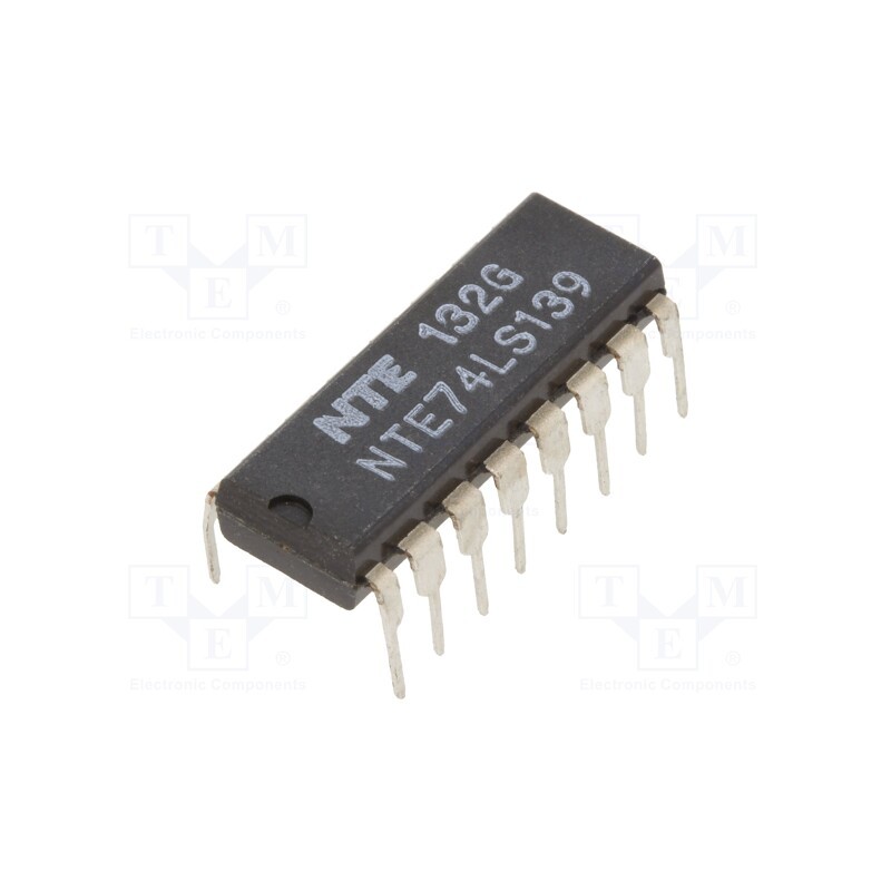 1 pcs x NTE Electronics - NTE74LS139 - IC: digital, 2 to 4 line,decoder,demultiplexer, Ch: 2, TTL, THT