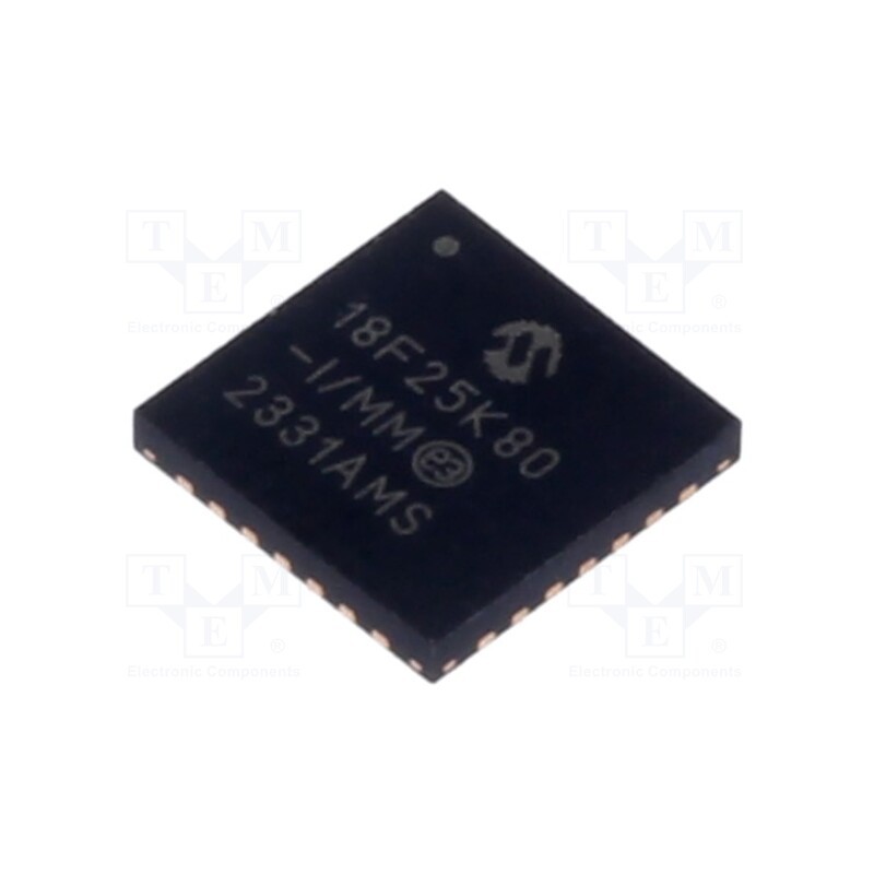 1 pcs x MICROCHIP TECHNOLOGY - PIC18F25K80-I/MM - IC: PIC microcontroller, 64MHz, 1.8÷5VDC, SMD, QFN-S28, PIC18,