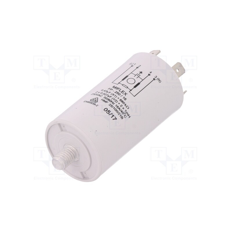 1 pcs x MIFLEX - X10AU44735410BH - Filter: anti-interference, 250VAC, Cx: 0.47uF, Cy: 27nF, 1mH, 680kΩ