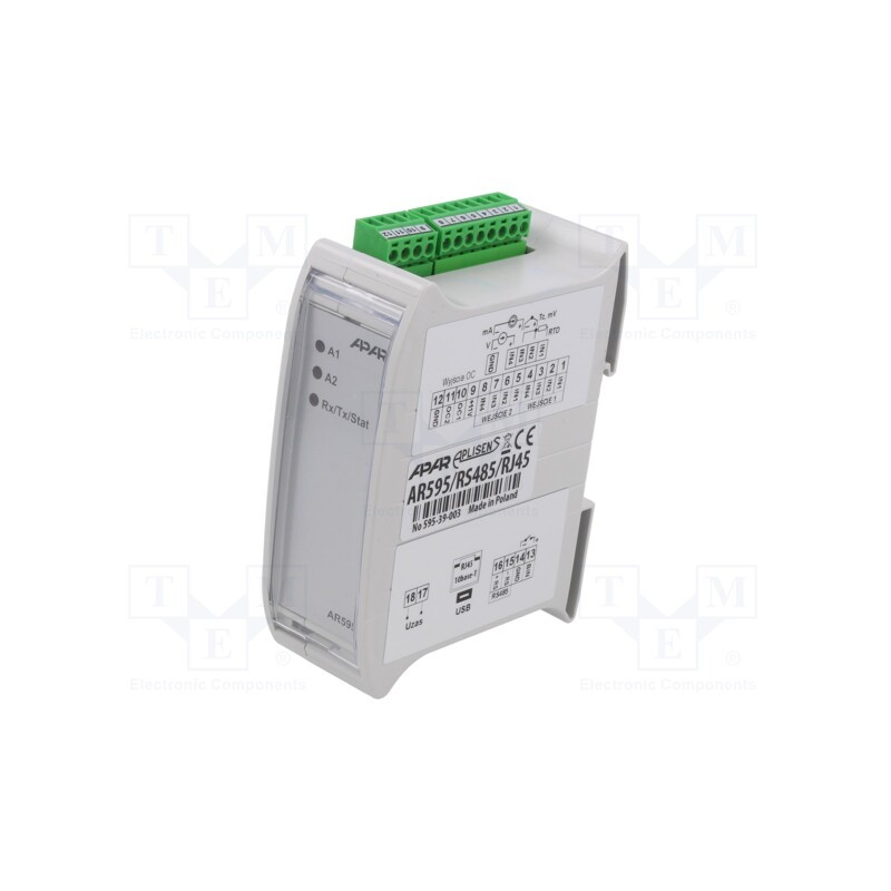 1 pcs x APAR - AR595/RS485/RJ45 - Converter: analog signals, for DIN rail mounting, IP20, 0÷50°C